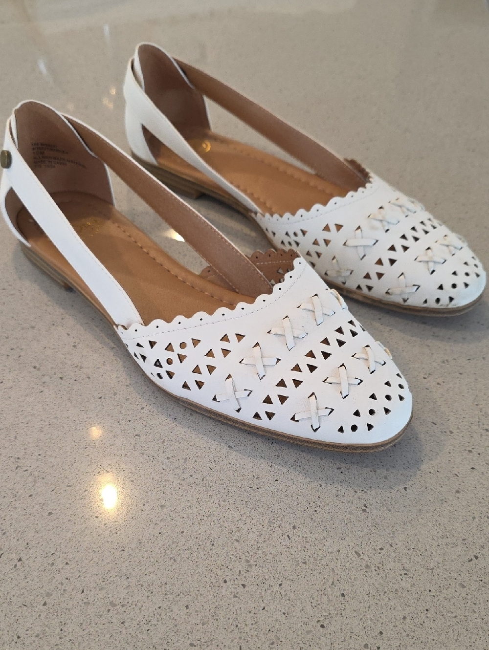 White Mountain Women's White Cutout Slingback Flats